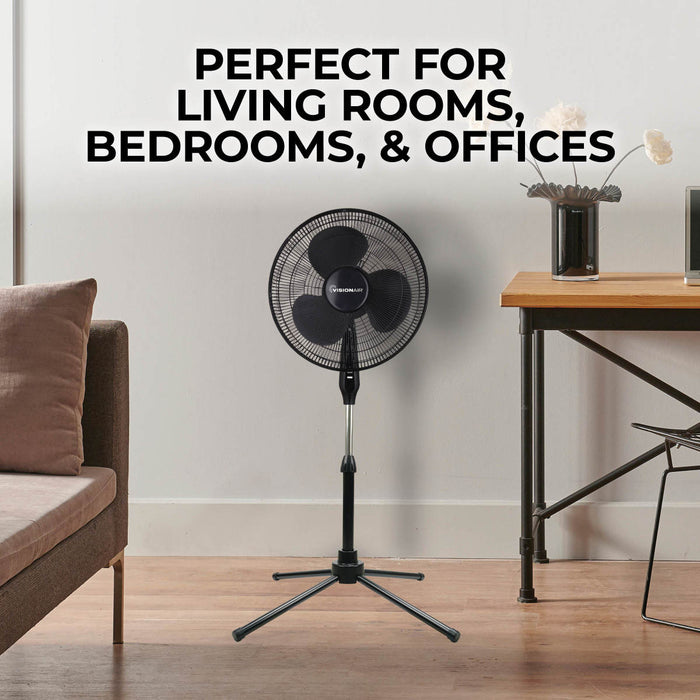 16" Oscillating Pedestal Fan - Black