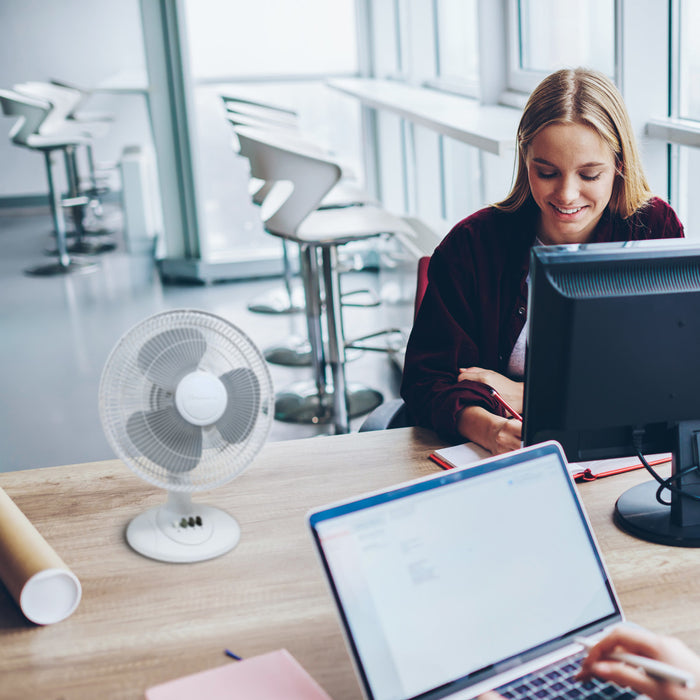 12" Oscillating Table Fan - White