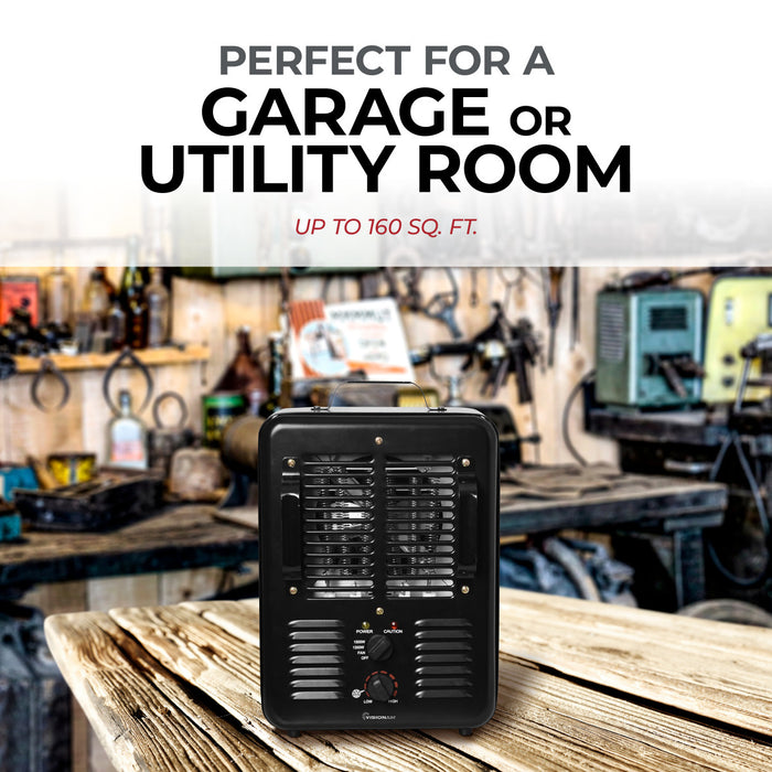 15" 1500/1300W Milkhouse Heater with 2 Prong Power Cord