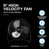 9" High Velocity Floor Fan with copper oil bearing motor