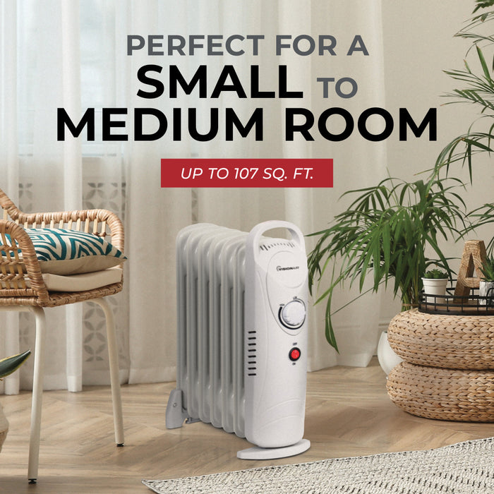 15" 700W 7-Fin Compact Oil-Filled Radiator Heater