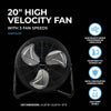 20" High Velocity Floor Fan with aluminum oil bearing motor