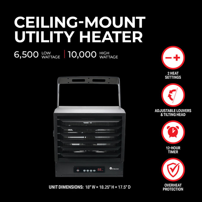 Mr Heater 10,000/6,500W 240V Ceiling Mount Garage Utility Heater