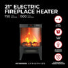 21” 1500/750W Fan-forced Electric Fireplace Heater With Flame Effect