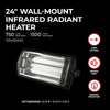 24" 1500/750W Wall Mount Infrared Radiant Heater