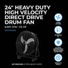 24" High Velocity Tilting Drum Fan