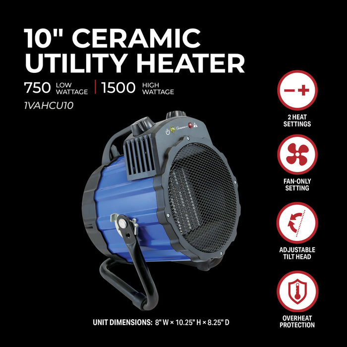 10" 1500/750W Utility Ceramic Heater