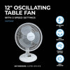 12" Oscillating Table Fan - White