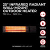 25" Outdoor 1500/750W Wall Mount Infrared IP55 Patio Heater With Remote