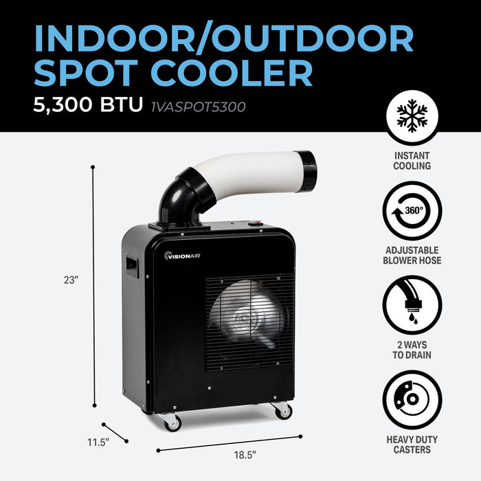 7,000 BTU Portable Indoor Outdoor Spot Cooler, No Installation Needed