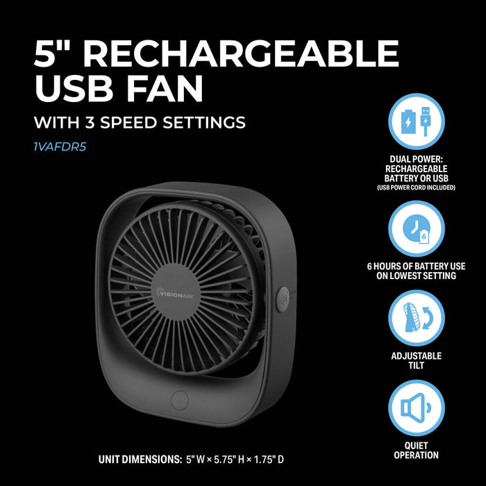 5" Rechargeable USB Fan