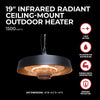 19" Outdoor 1500W Ceiling Mount Infrared IP44 Patio Heater With Remote