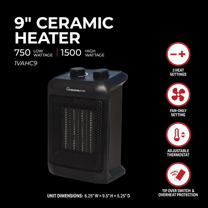 9" 1500/750W Ceramic Heater