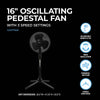 16" Oscillating Pedestal Fan - Black