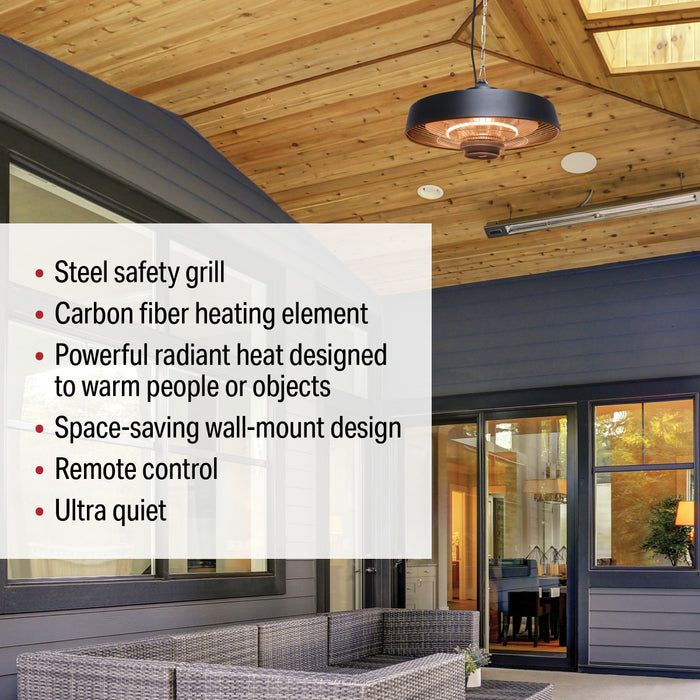 19" Outdoor 1500W Ceiling Mount Infrared IP44 Patio Heater With Remote