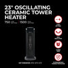 23" 1500/750W Oscillating Digital Ceramic Tower Heater with Remote