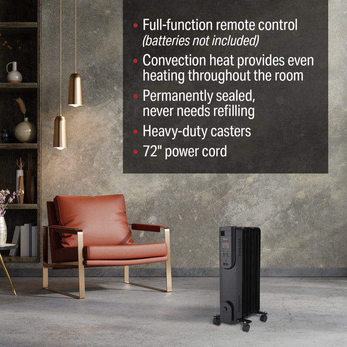 24" 1500/900/600W Digital Oil-Filled Heater with Remote
