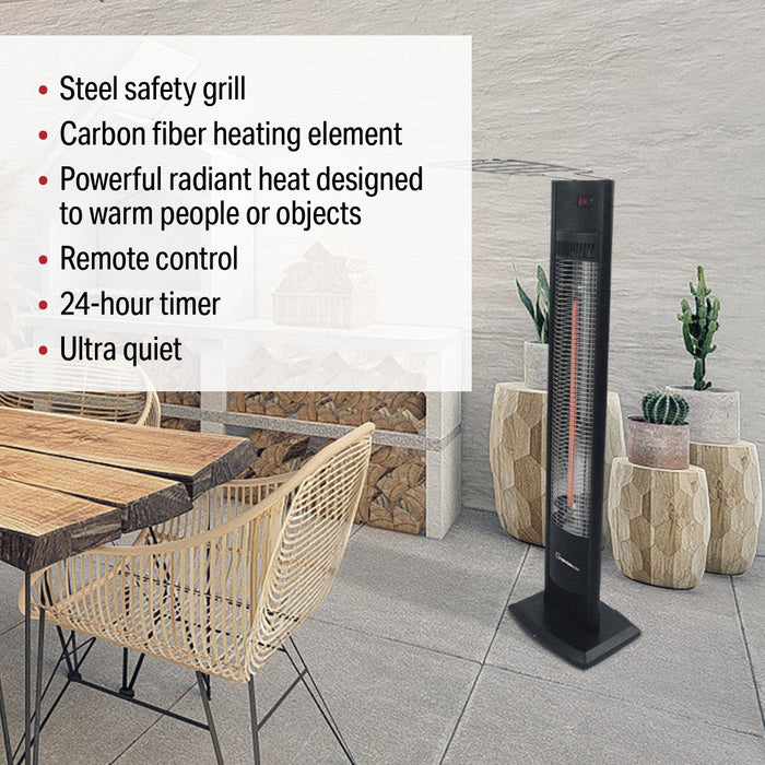 39" Outdoor 1500/750W Carbon Fiber Infrared IP55 Patio Heater With Remote